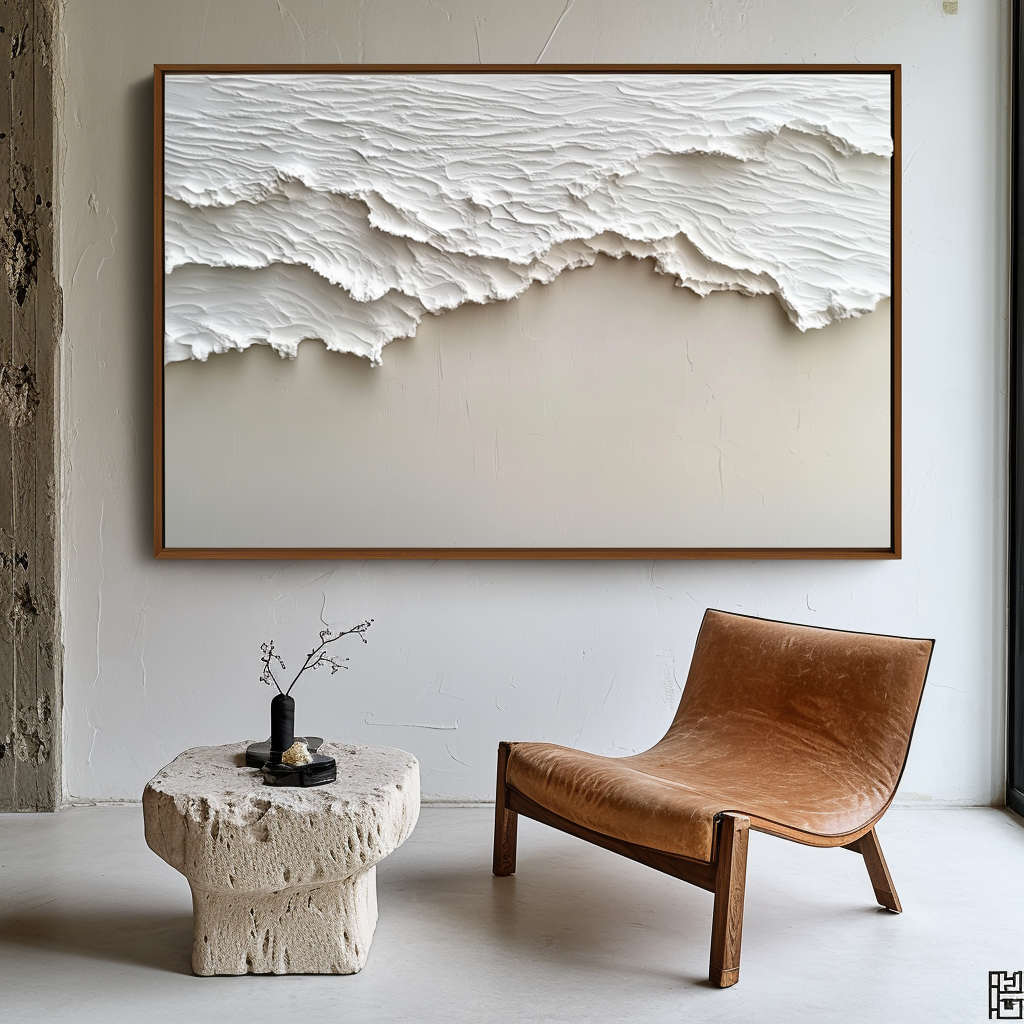 Silent Shores-Handcrafted Textured Abstract Ocean Painting for Modern Decor