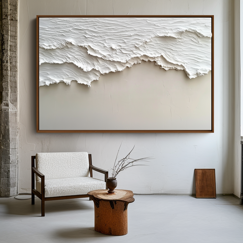 Silent Shores-Handcrafted Textured Abstract Ocean Painting for Modern Decor