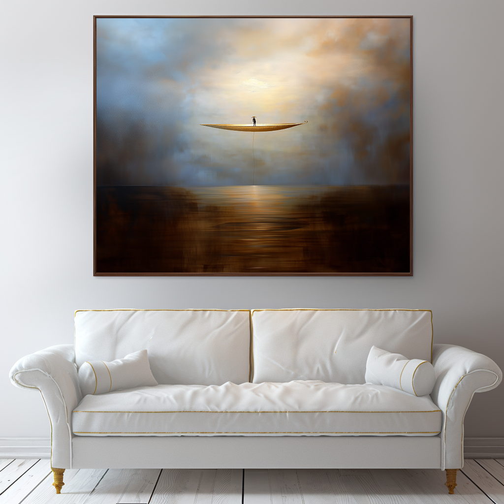 Solitude Voyage - Calming Abstract Minimalist Oil Painting for Modern Interiors