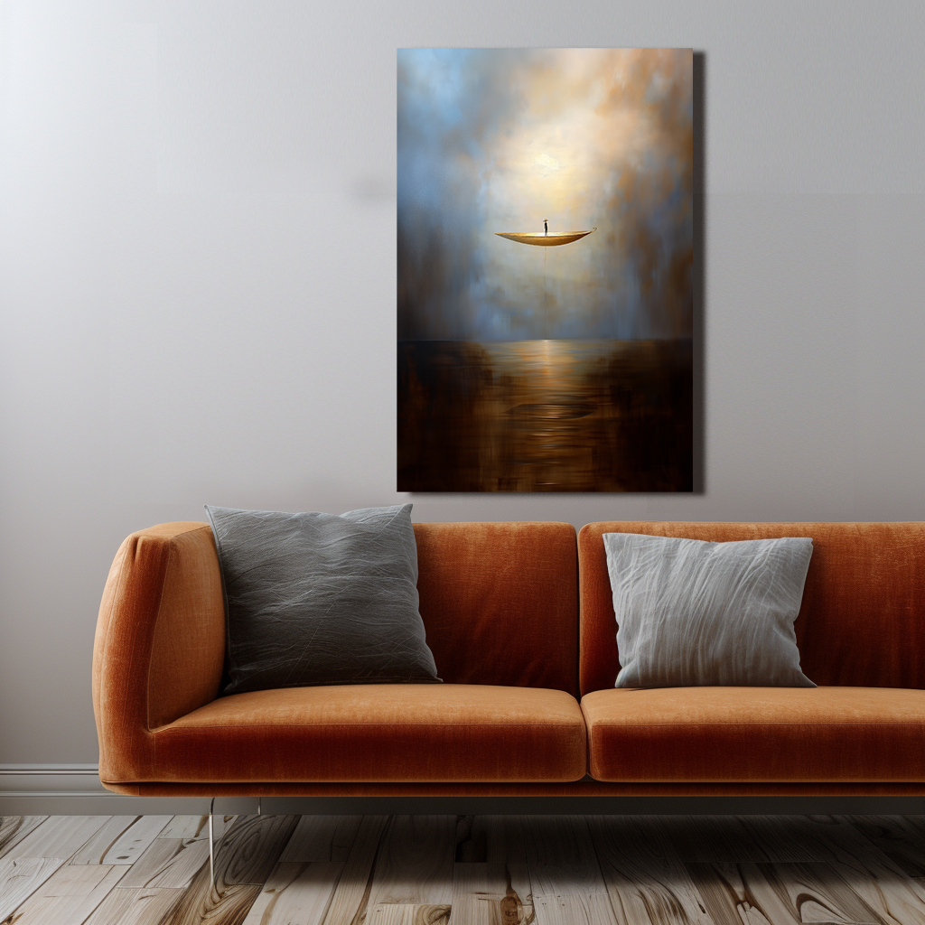 Solitude Voyage - Calming Abstract Minimalist Oil Painting for Modern Interiors