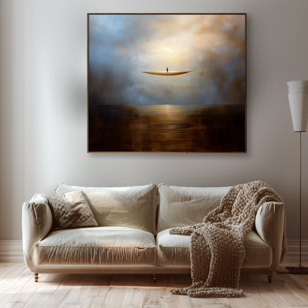 Solitude Voyage - Calming Abstract Minimalist Oil Painting for Modern Interiors