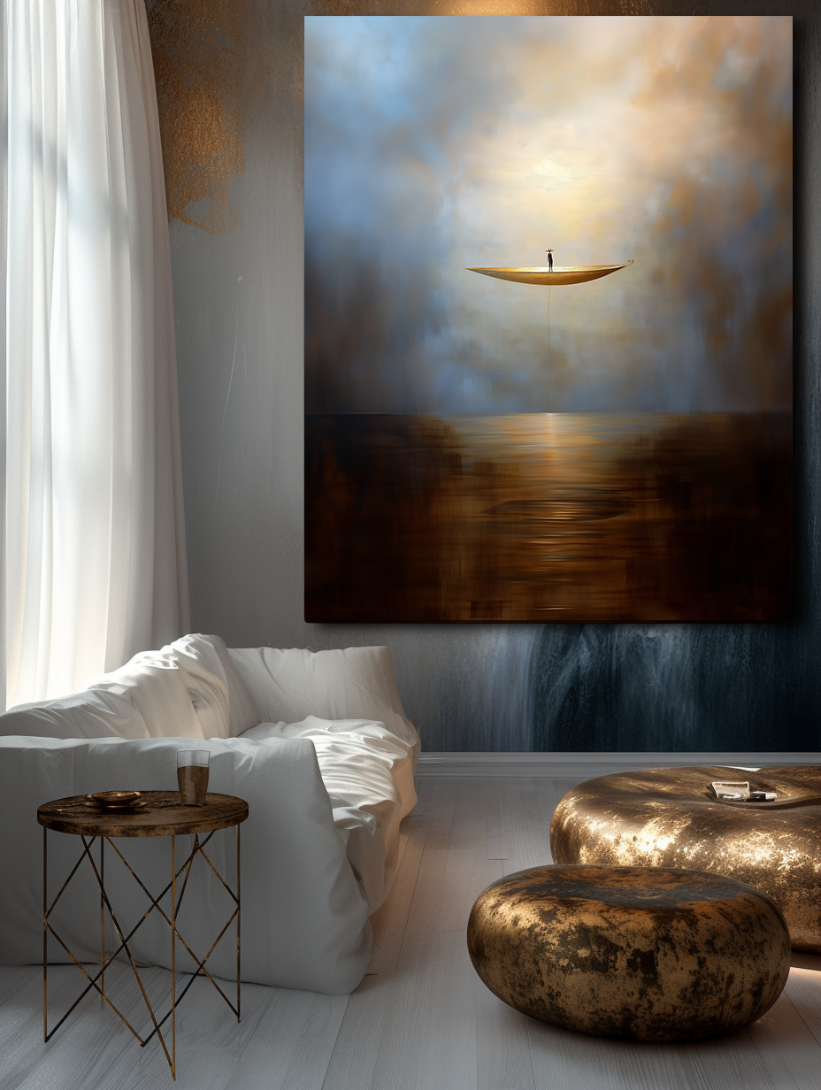 Solitude Voyage - Calming Abstract Minimalist Oil Painting for Modern Interiors