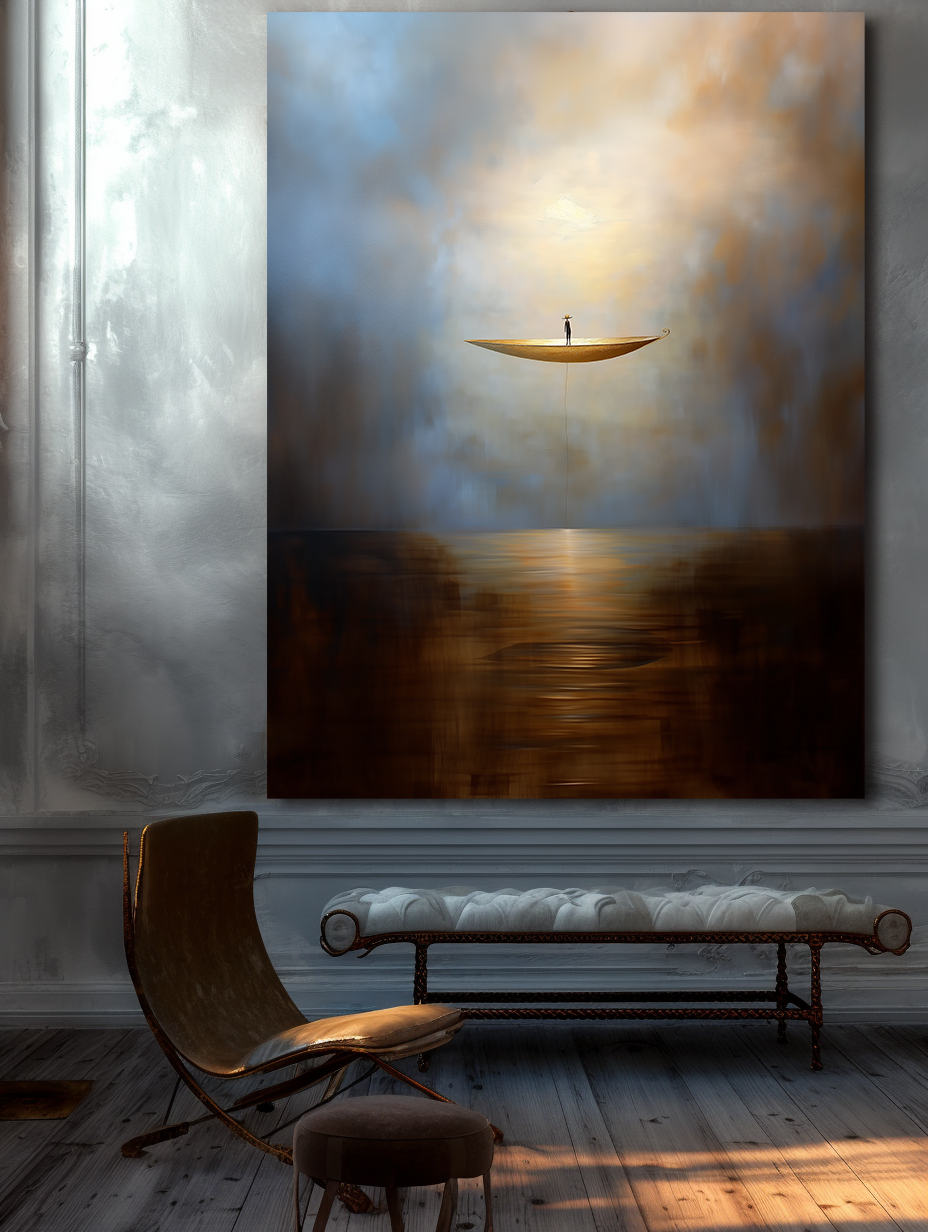 Solitude Voyage - Calming Abstract Minimalist Oil Painting for Modern Interiors