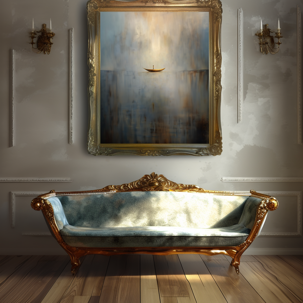 Still Passage – Surreal Abstract Boat Painting Calm Minimalist Wall Art
