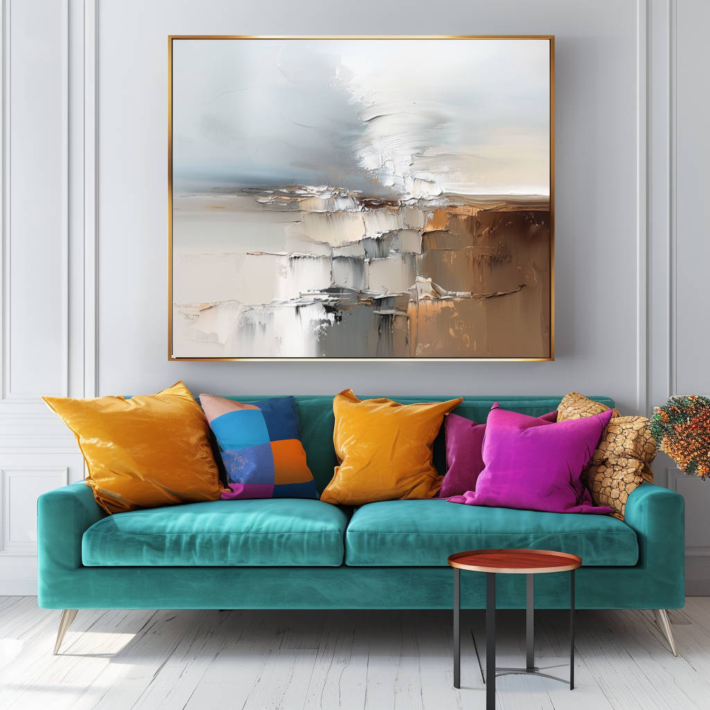 Stone Layers - Abstract Textured Modern Art Canvas Painting - Neutral Brown & Grey Tones Wall Art for Home Decoration