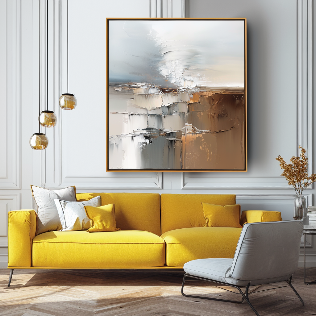 Stone Layers - Abstract Textured Modern Art Canvas Painting - Neutral Brown & Grey Tones Wall Art for Home Decoration