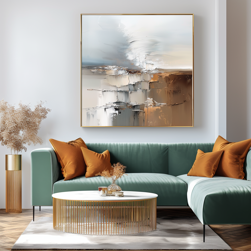 Stone Layers - Abstract Textured Modern Art Canvas Painting - Neutral Brown & Grey Tones Wall Art for Home Decoration