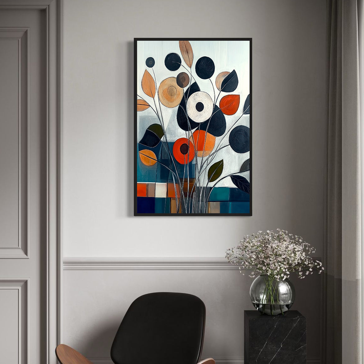 Symphony of Circles - Modern Abstract Circle Flower Painting Textured Floral Wall Art