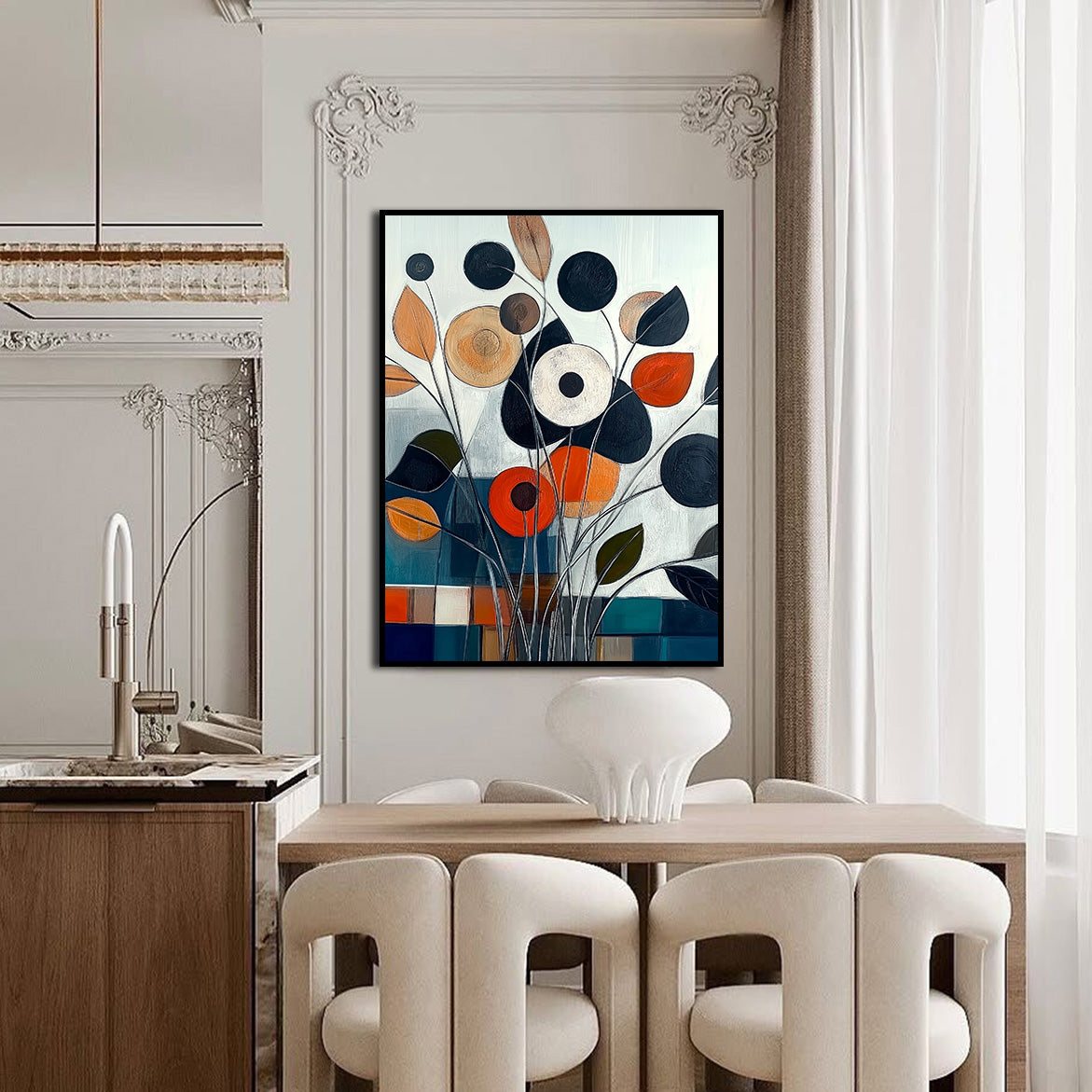 Symphony of Circles - Modern Abstract Circle Flower Painting Textured Floral Wall Art