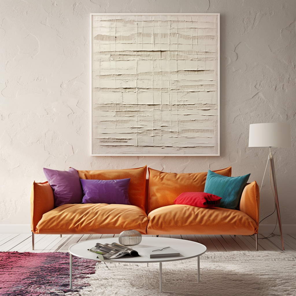 Grid Harmony : Textured Neutral Abstract Art - Beige Tones, Minimalist Wall Decor for Modern Interiors
