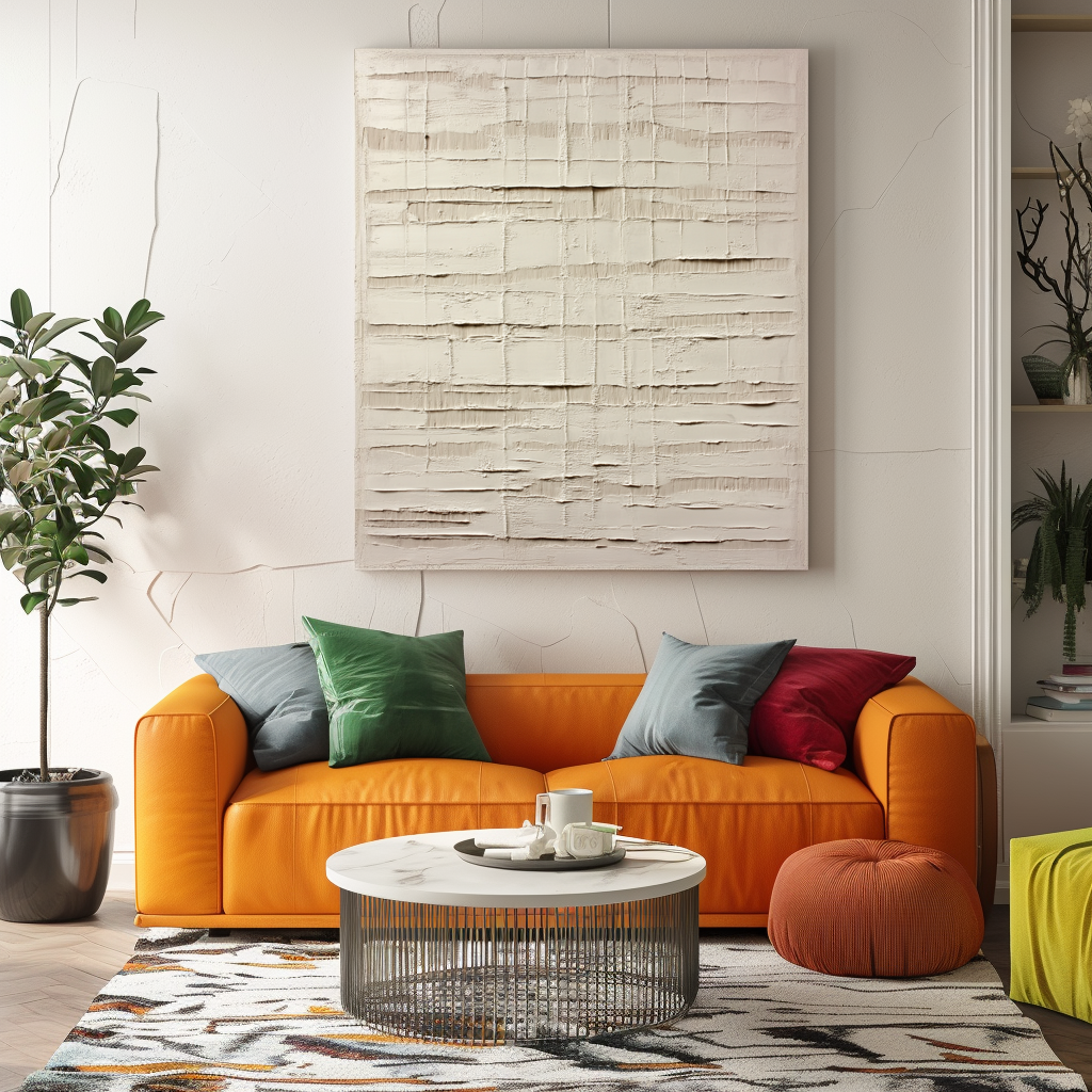 Grid Harmony : Textured Neutral Abstract Art - Beige Tones, Minimalist Wall Decor for Modern Interiors