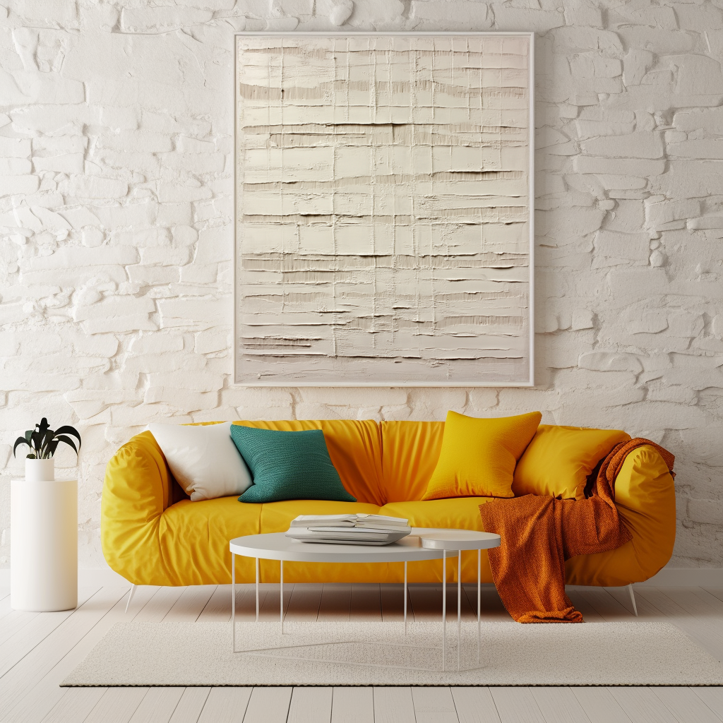 Grid Harmony : Textured Neutral Abstract Art - Beige Tones, Minimalist Wall Decor for Modern Interiors