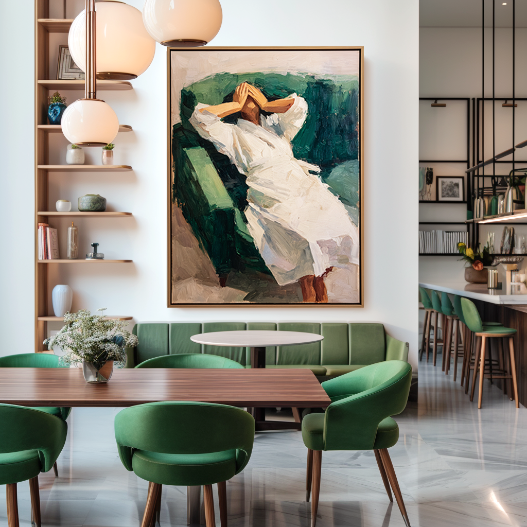 Hand-painted original decor adds depth, texture, and a personal touch to your living space, creating a one-of-a-kind atmosphere.