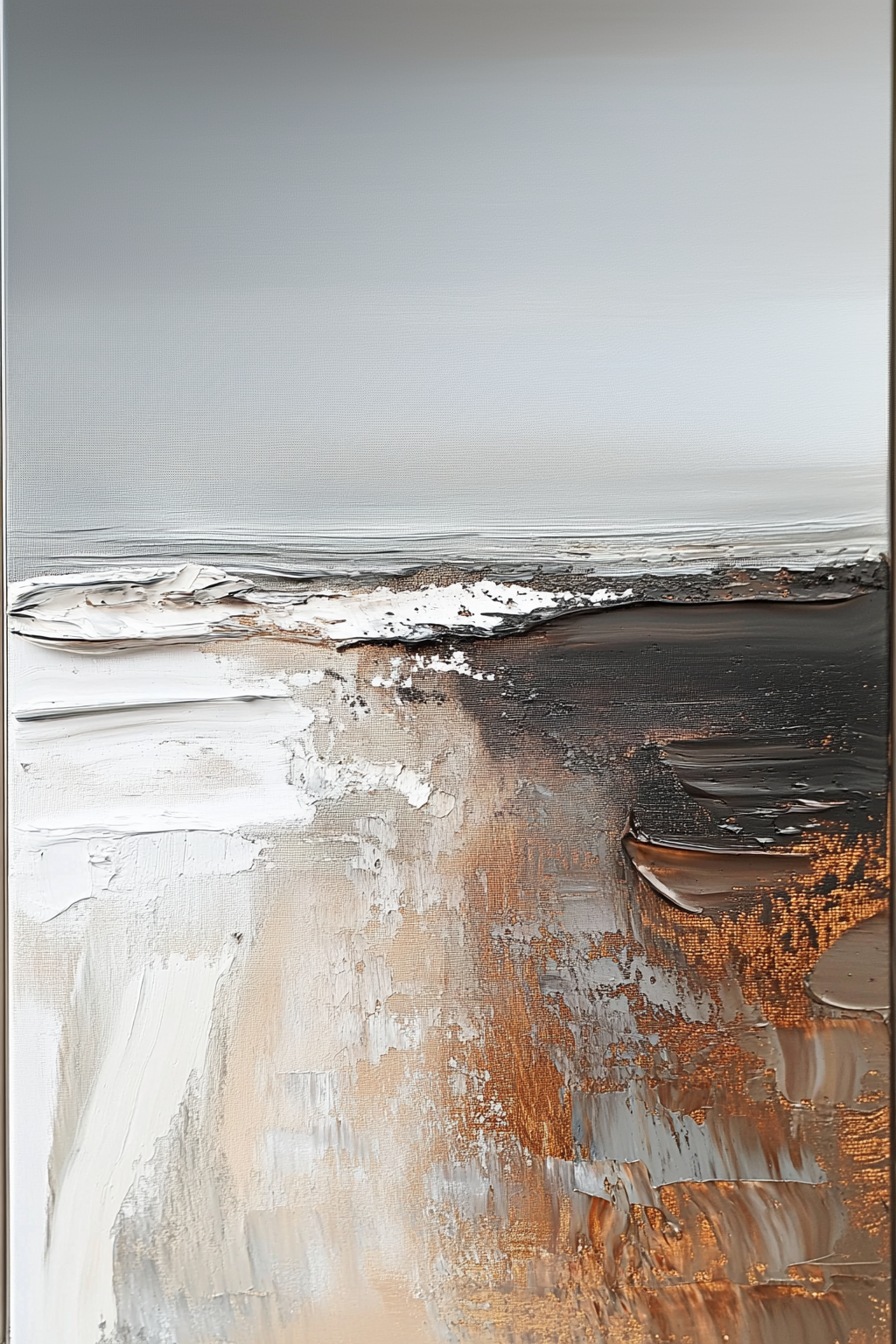 Timeless Horizons - Brown Abstract Textured Painting, Modern Artwork for Living Room & Office Walls