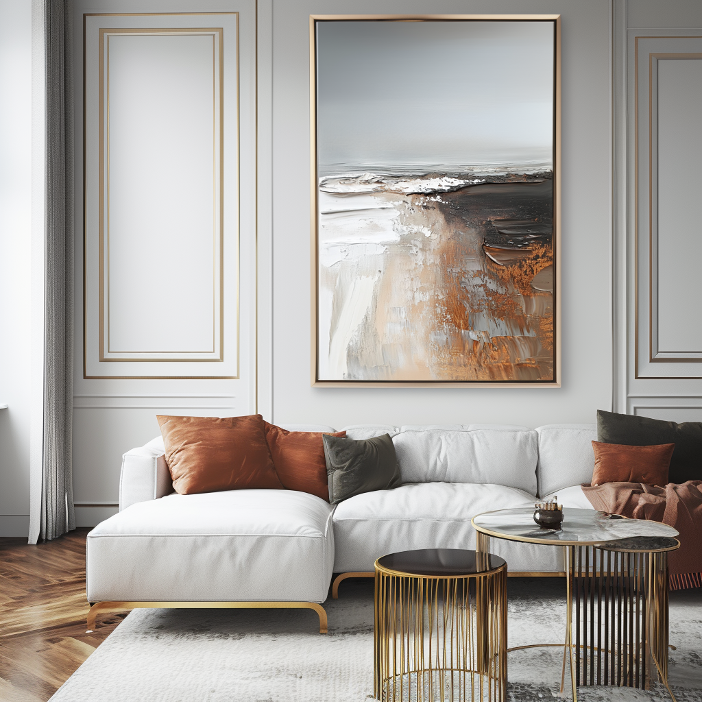 Timeless Horizons - Brown Abstract Textured Painting, Modern Artwork for Living Room & Office Walls