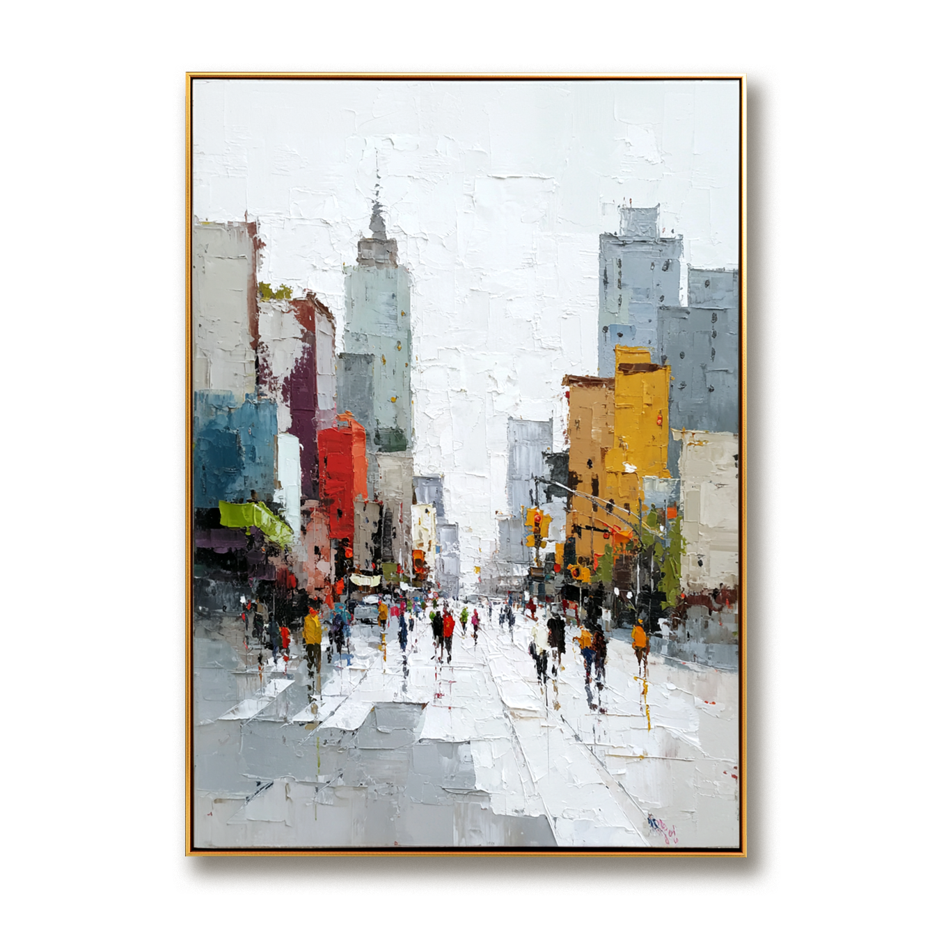 Urban Rhythm – Hand-Painted Abstract City Street Oil Painting on Canvas