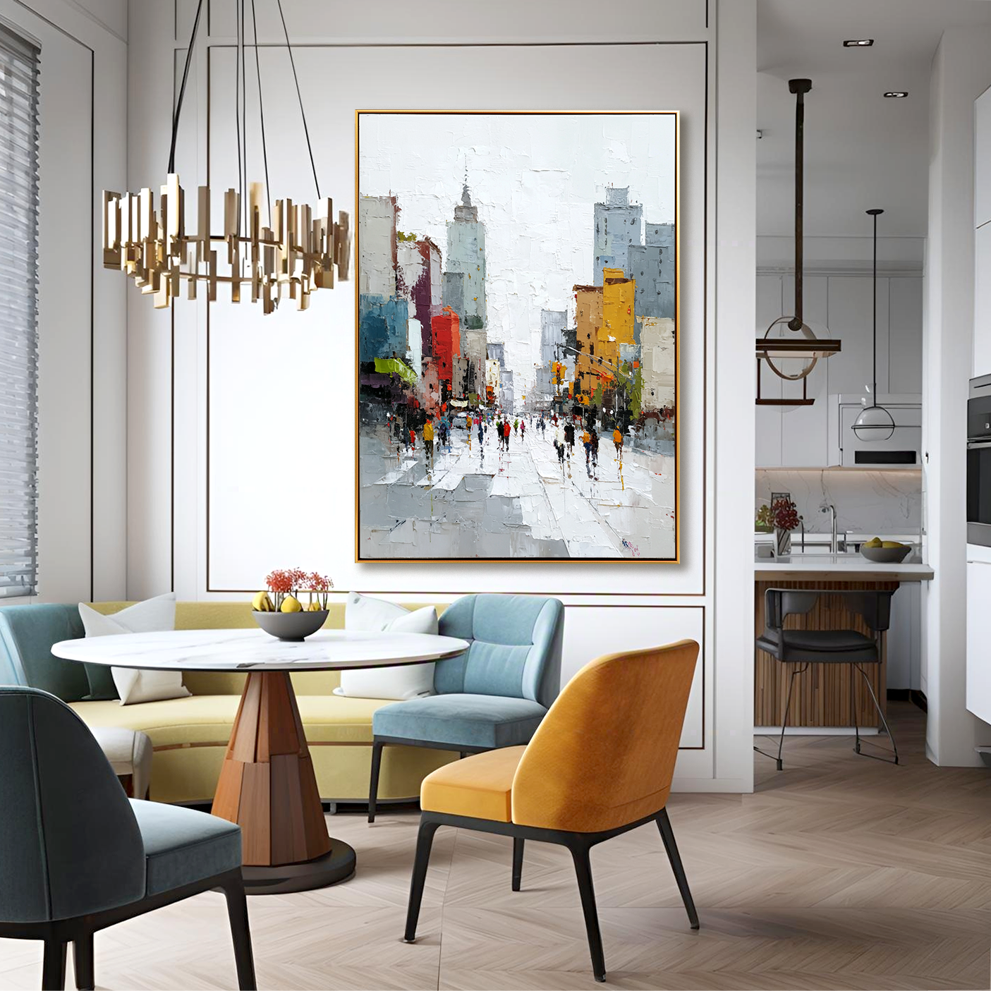 Urban Rhythm – Hand-Painted Abstract City Street Oil Painting on Canvas