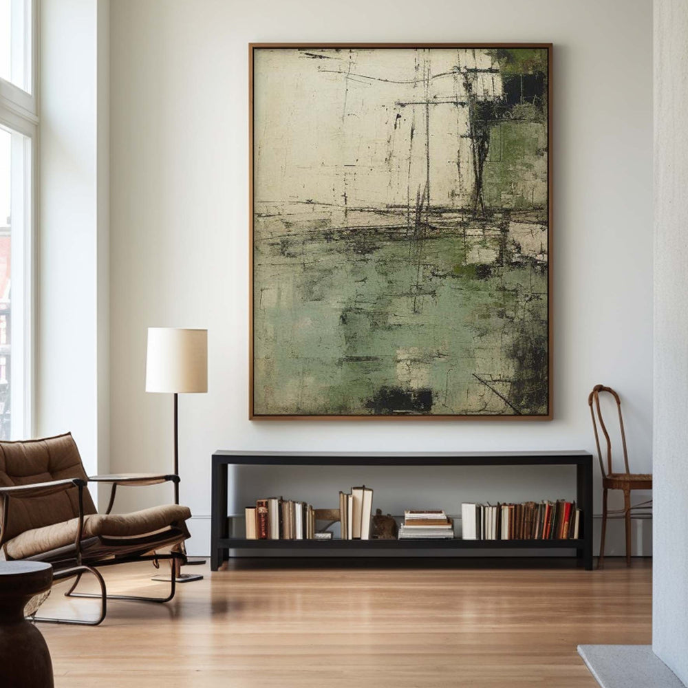 Verdant Lines – Large Minimalist Abstract Canvas Wall Art