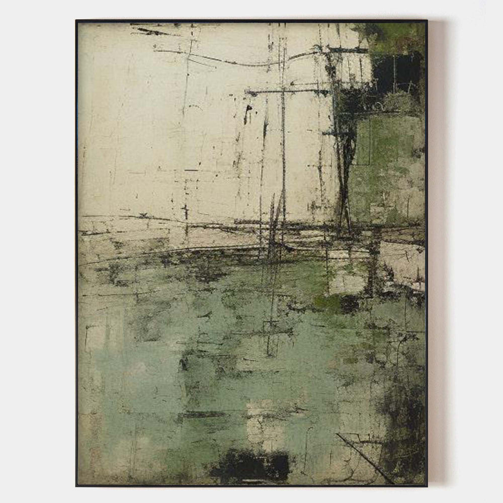 Verdant Lines – Large Minimalist Abstract Canvas Wall Art