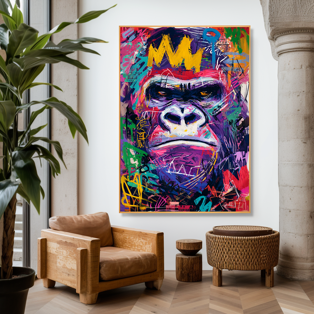 Violet Crown - Contemporary Gorilla Portrait Oil Painting