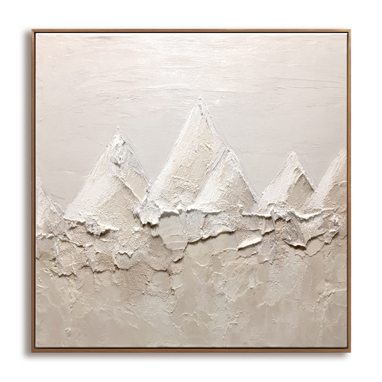 Wabi Sabi Neutral Textured Wall Art – Abstract Mountain Canvas Painting