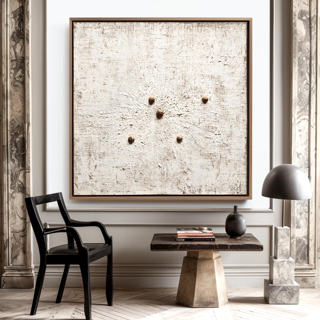 Wabi-Sabi Neutral Textured Wall Art – Modern Abstract Canvas with 3D Accents