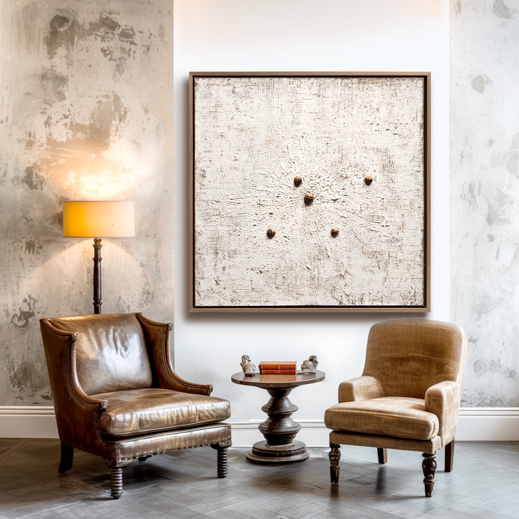 Wabi-Sabi Neutral Textured Wall Art – Modern Abstract Canvas with 3D Accents