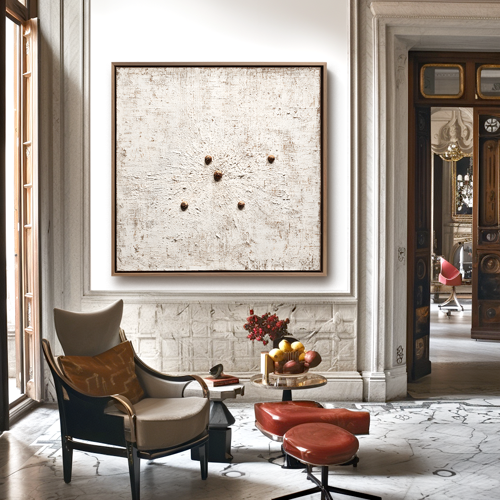 Wabi-Sabi Neutral Textured Wall Art – Modern Abstract Canvas with 3D Accents