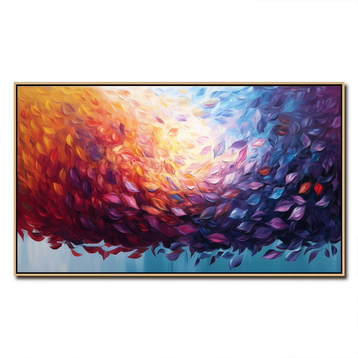 Colorful Gradient Leaf - Themed Textured Oil Painting - Modern Wall Art for Home Decoration