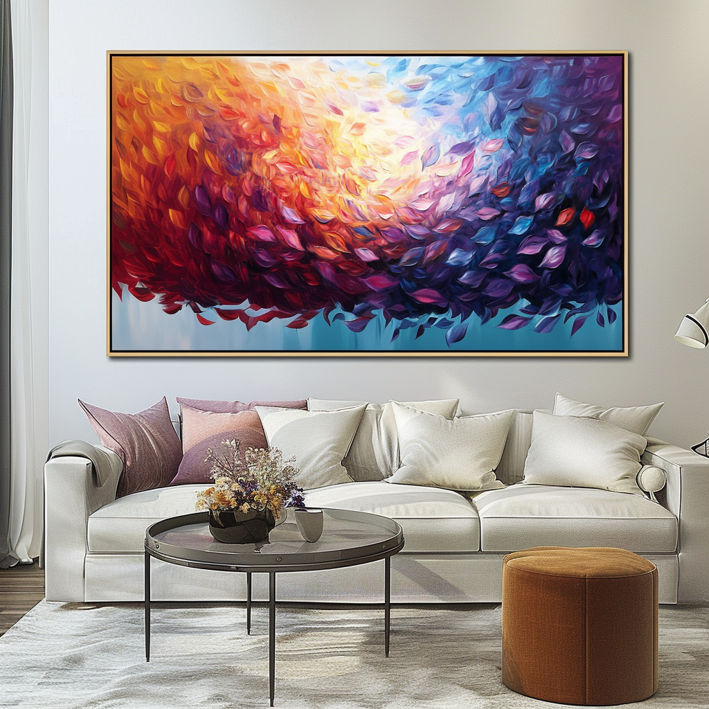 Whirlwind of Petals-Textured Abstract Floral Oil Painting for Modern Interiors