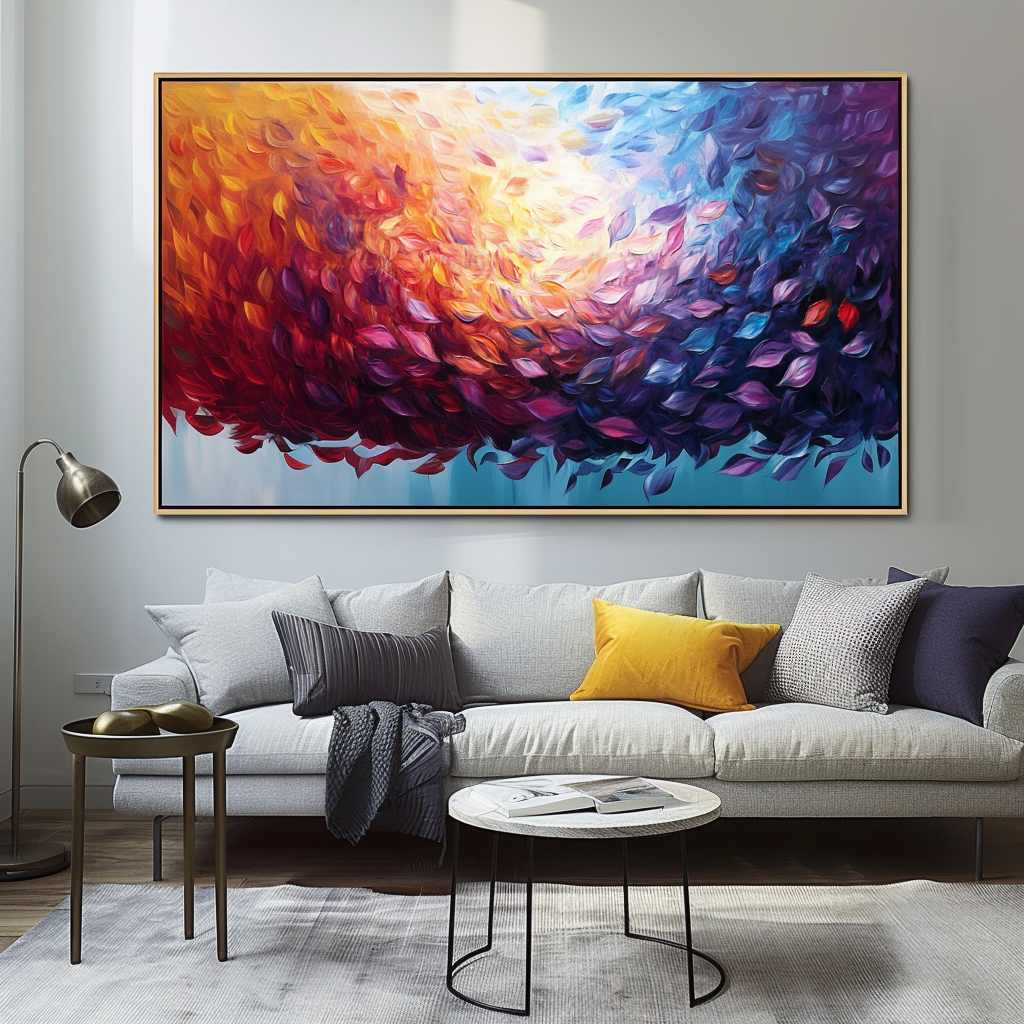 Whirlwind of Petals-Textured Abstract Floral Oil Painting for Modern Interiors