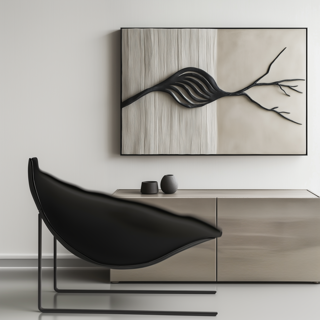 Whispering Growth-Abstract Tree Branch Textured 3D Neutral Canvas Wall Art