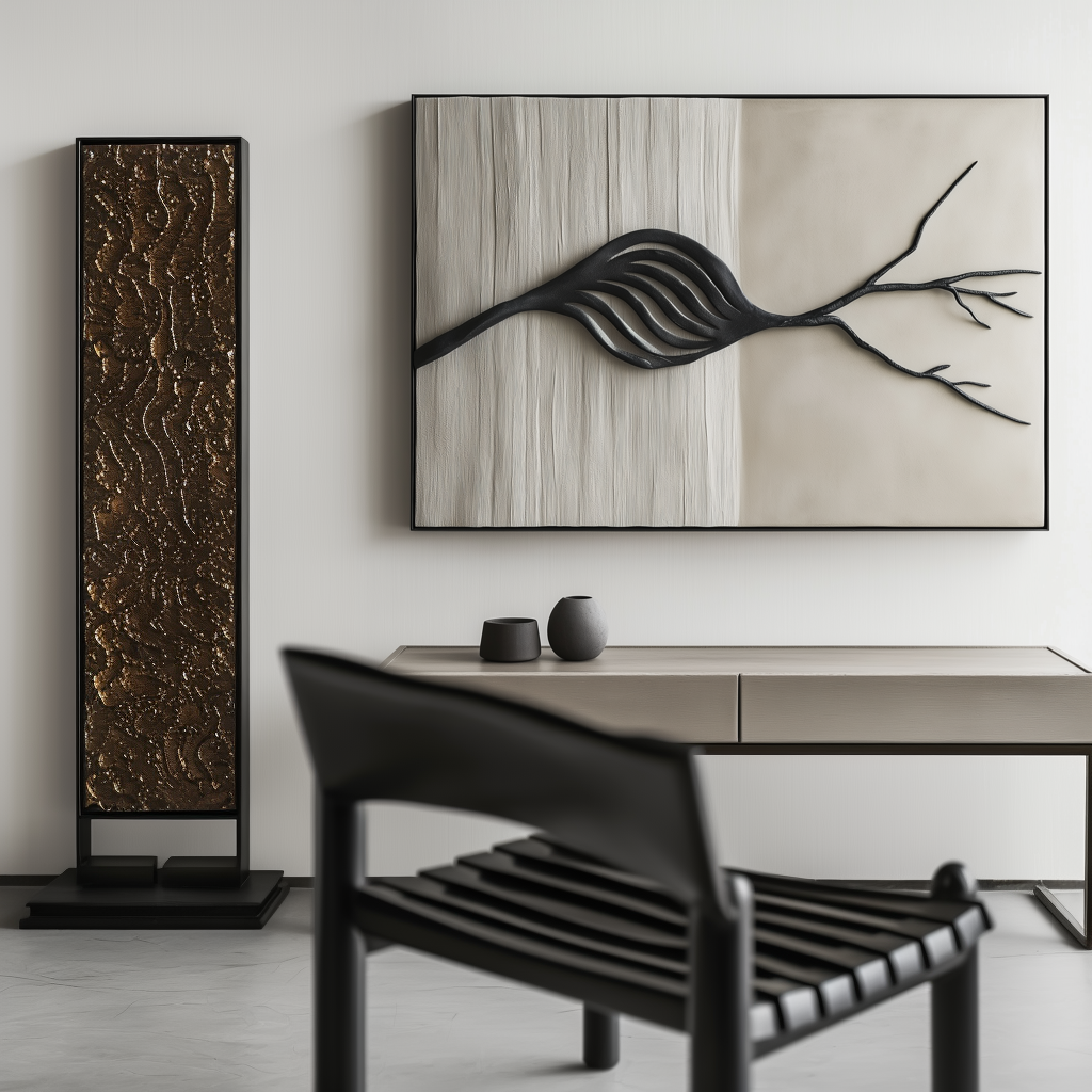 Whispering Growth-Abstract Tree Branch Textured 3D Neutral Canvas Wall Art
