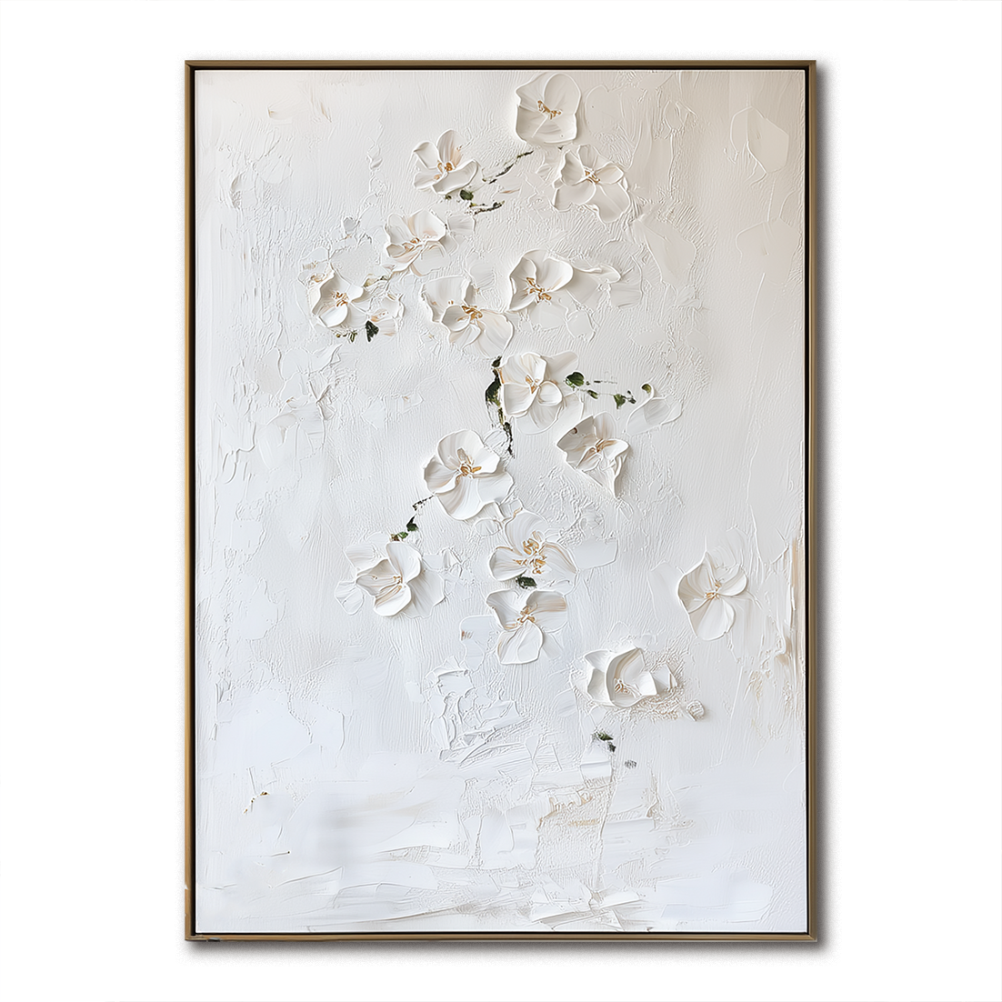Whispering Orchids-White Orchid Textured Oil Painting | Minimalist Floral Wall Art
