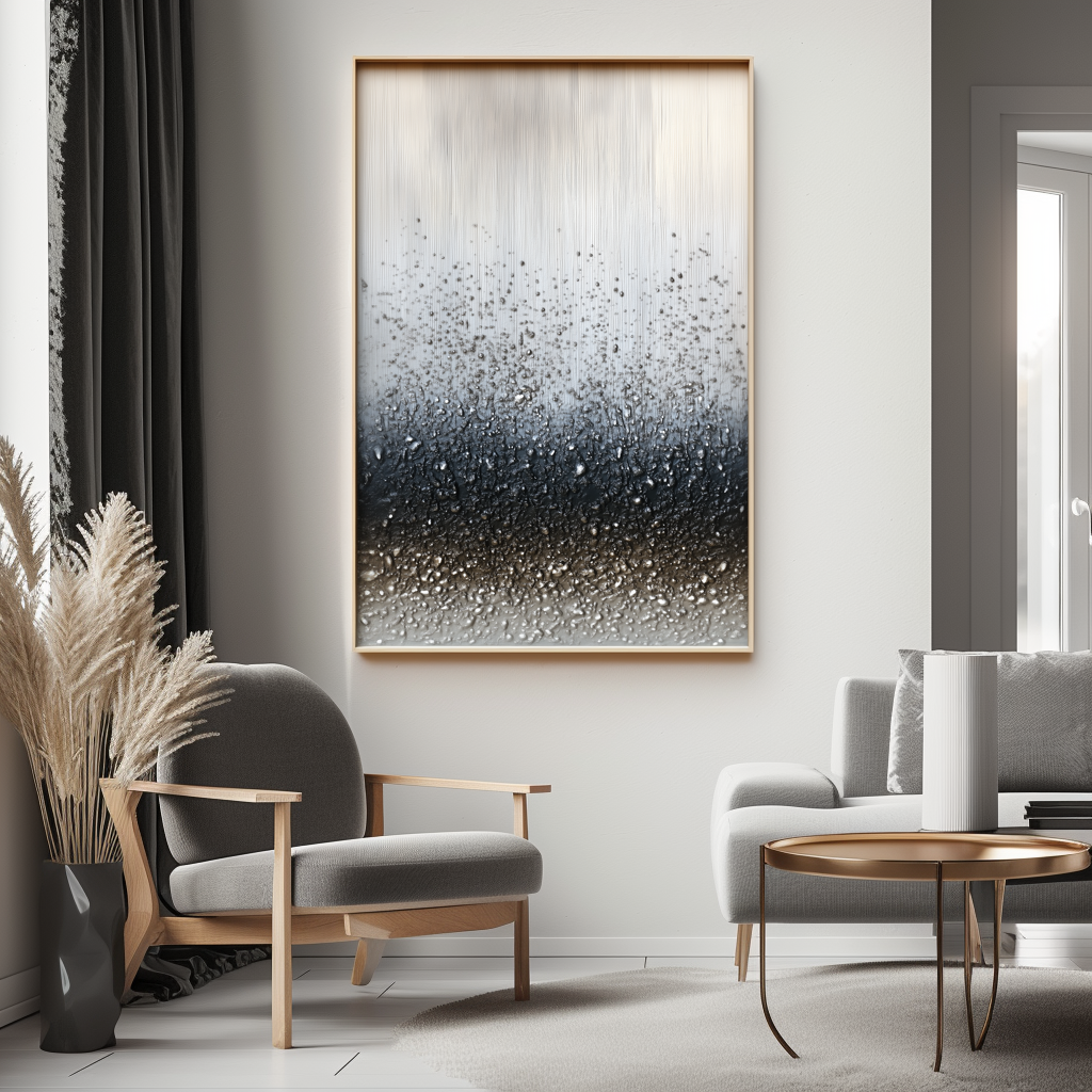 Whispering Rain – Hand-Painted 3D Textured Abstract Oil Painting on Canvas