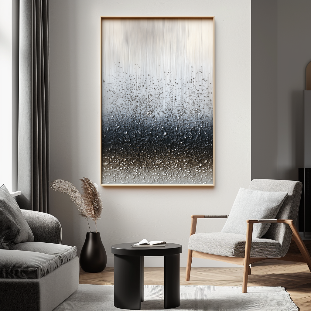 Whispering Rain – Hand-Painted 3D Textured Abstract Oil Painting on Canvas