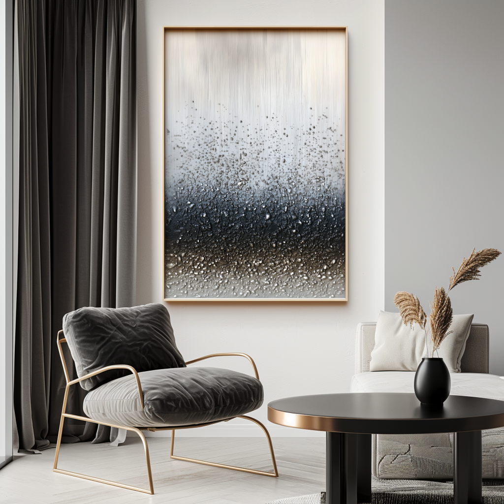Whispering Rain – Hand-Painted 3D Textured Abstract Oil Painting on Canvas