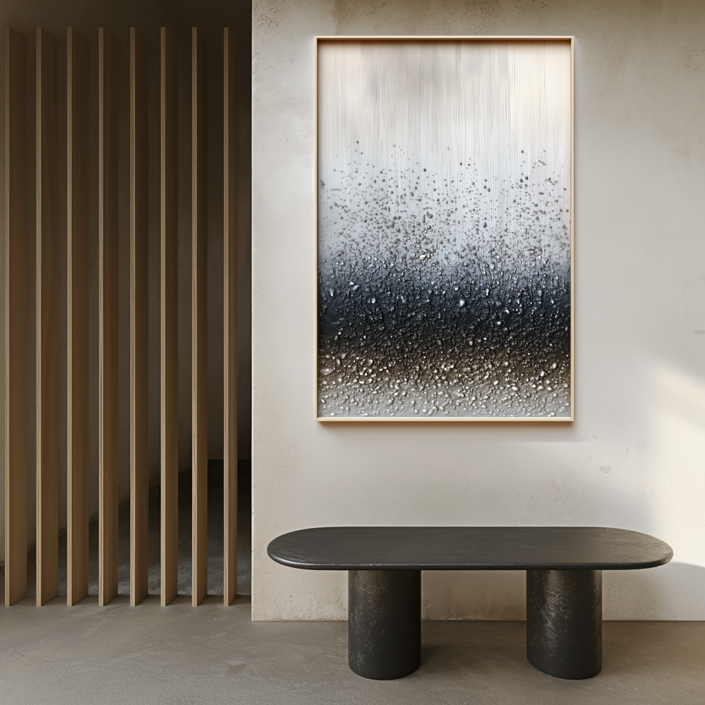 Whispering Rain – Hand-Painted 3D Textured Abstract Oil Painting on Canvas