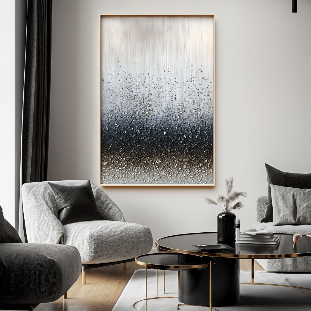Whispering Rain – Hand-Painted 3D Textured Abstract Oil Painting on Canvas