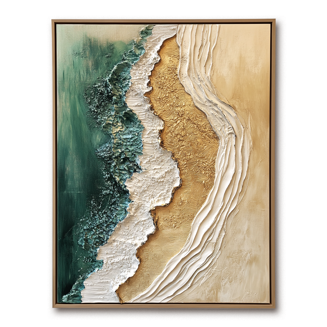 V-inspire 3D Textured Wave Wall Art - 24x36 Inch Hand-Painted Oil Painting On Canvas, Modern Abstract Ocean Decor With Wood Frame - View #8