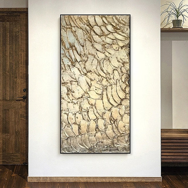 Golden Veil-Textured Gold Abstract Oil Painting | Vertical Luxury Canvas Art