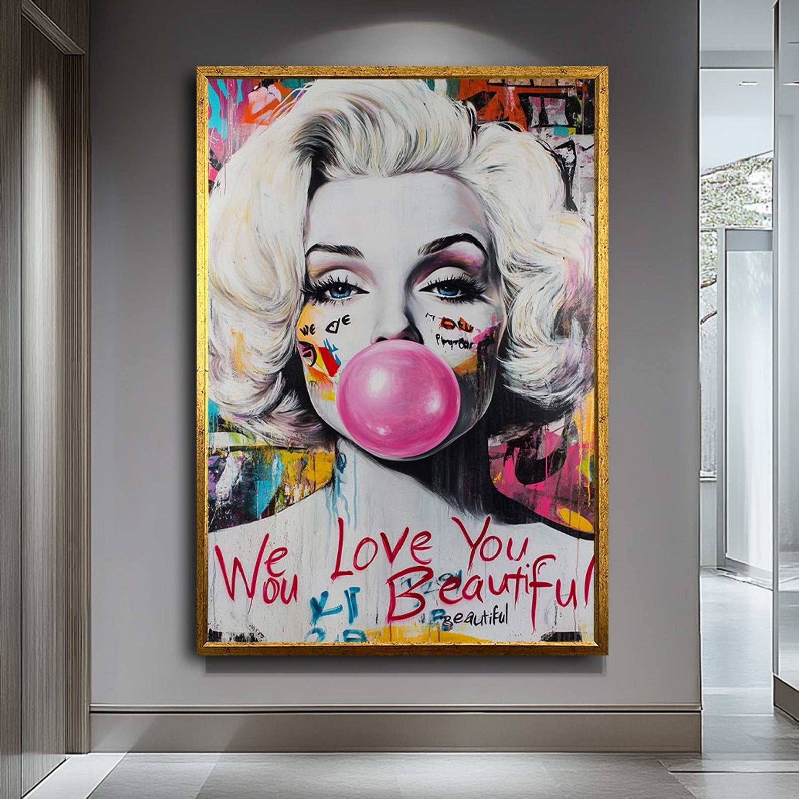Pop Diva — Graffiti Pop Art Portrait Oil Painting, Modern Street Style Wall Art