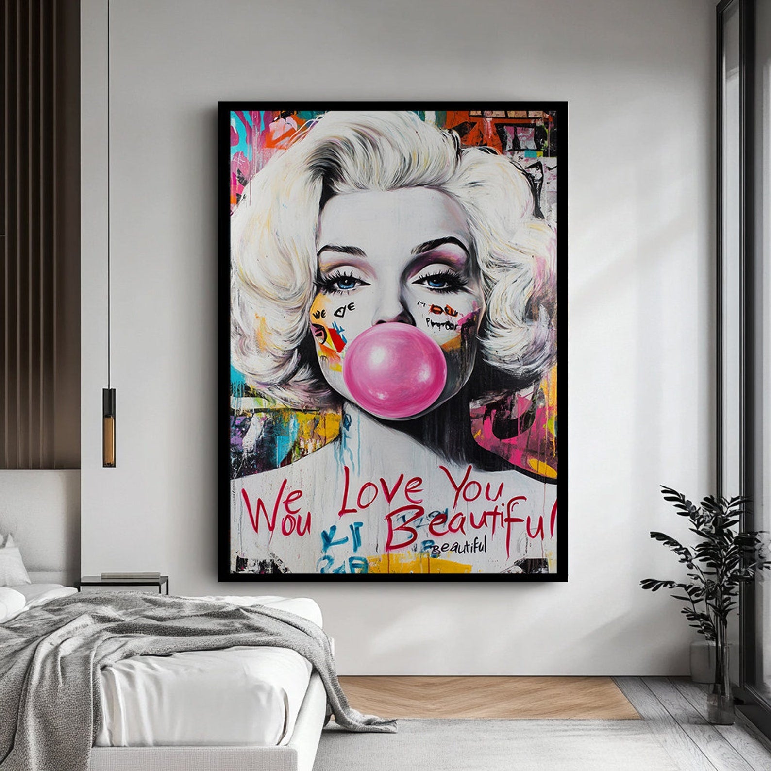 Pop Diva — Graffiti Pop Art Portrait Oil Painting, Modern Street Style Wall Art