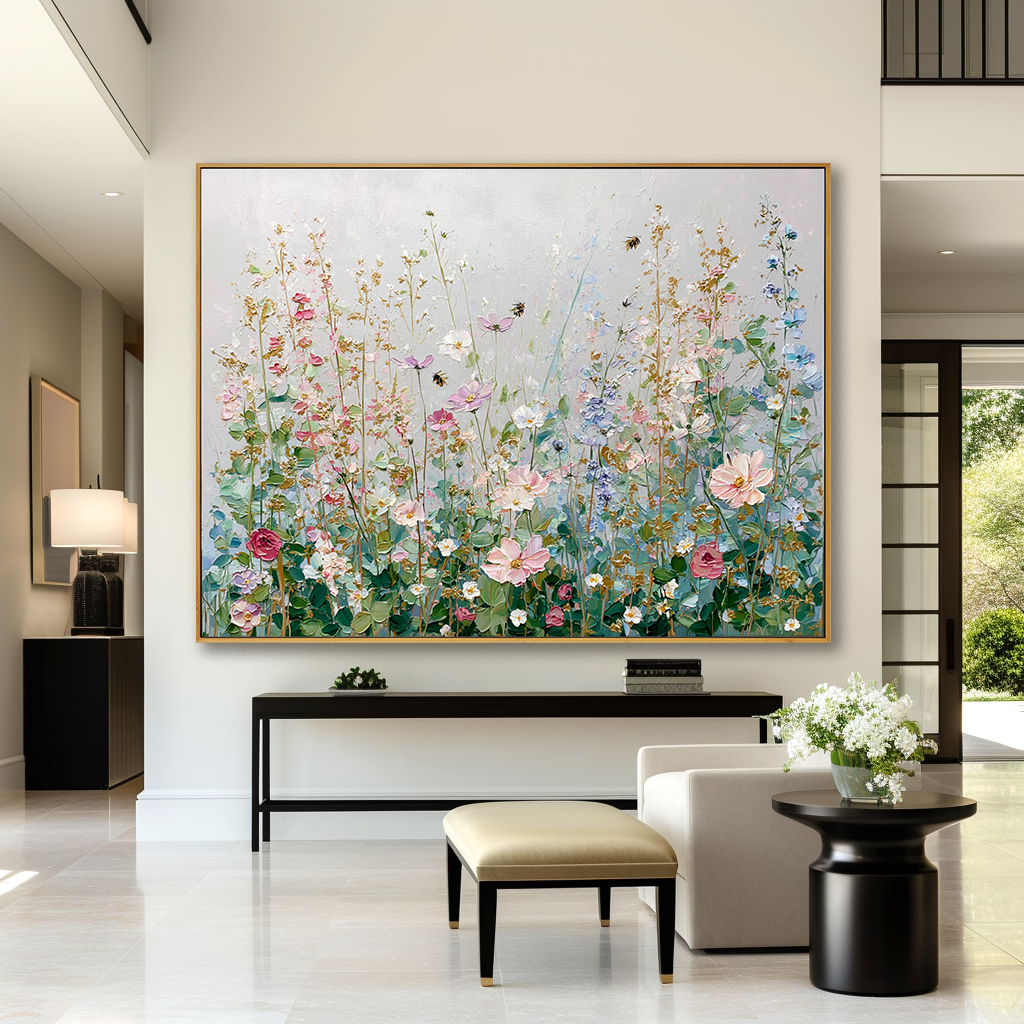 Soft Blossom Garden - Textured Floral Oil Painting