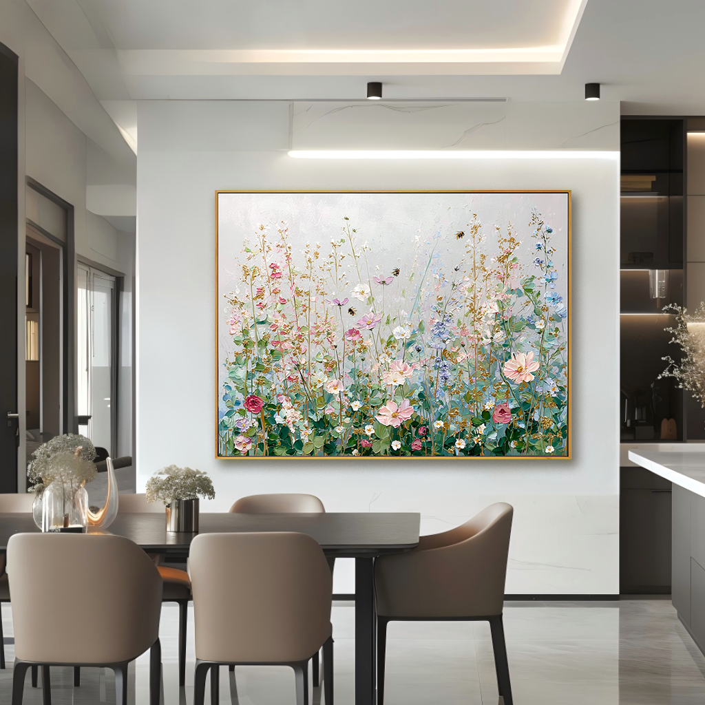 Soft Blossom Garden - Textured Floral Oil Painting