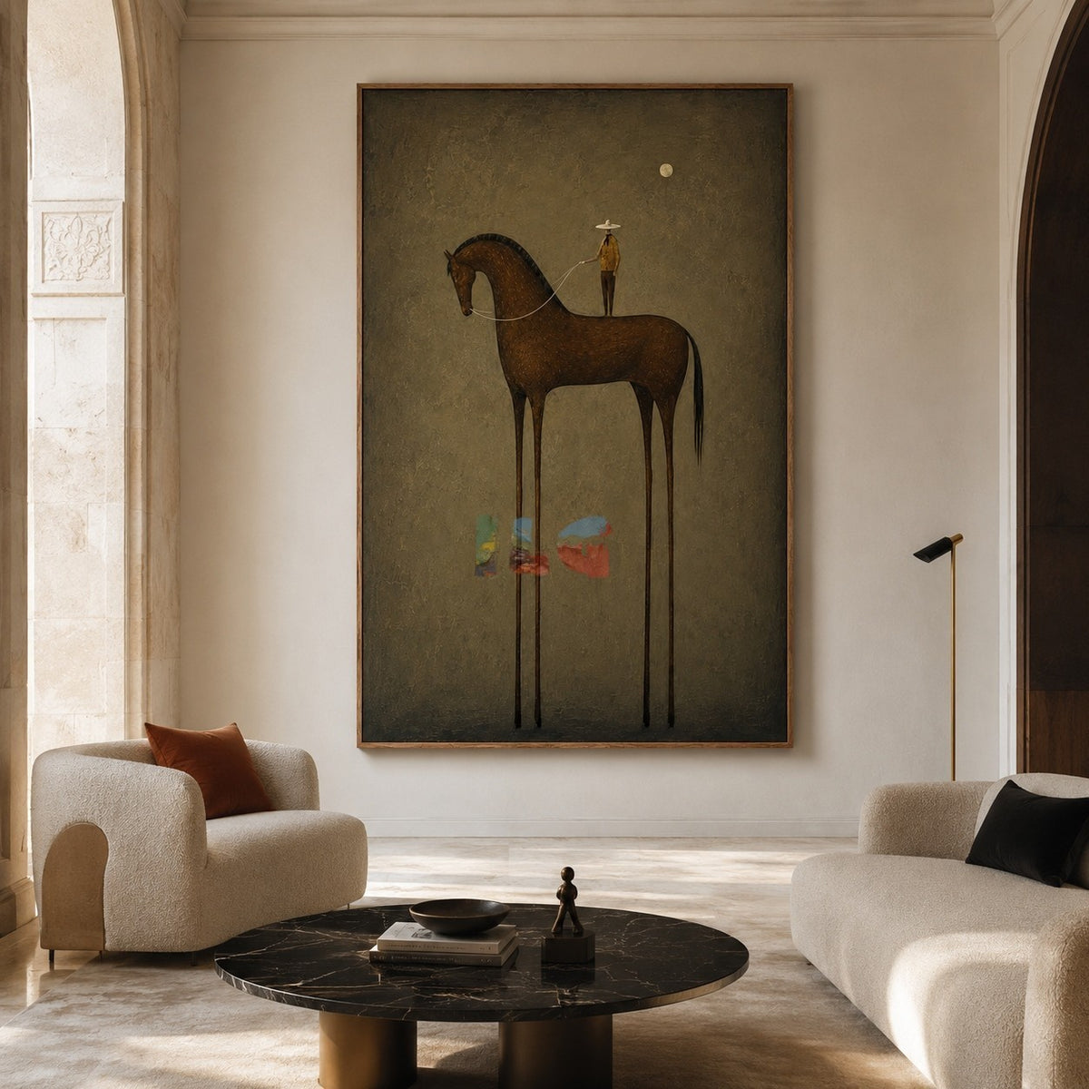 Moonlit Rider Horse – Minimal Western Figurative Wall Art