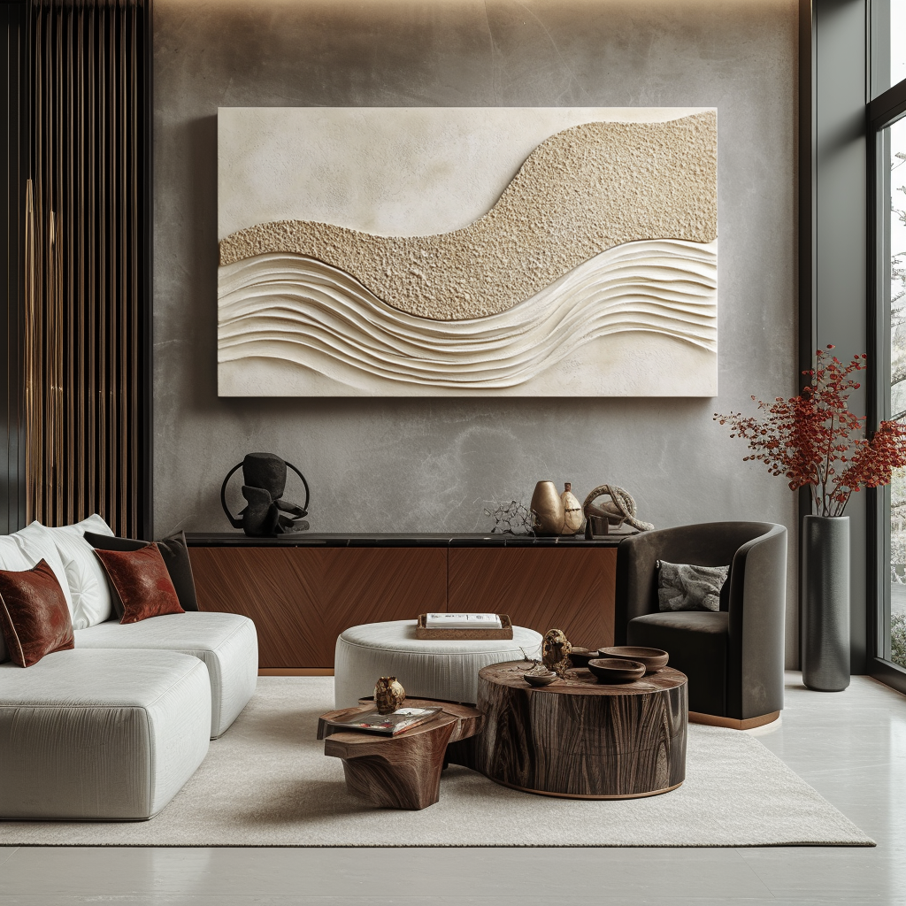 Whisper Dune – Minimalist Textured Sandscape Wall Art 3D Minimalist Sand Texture Wall Art