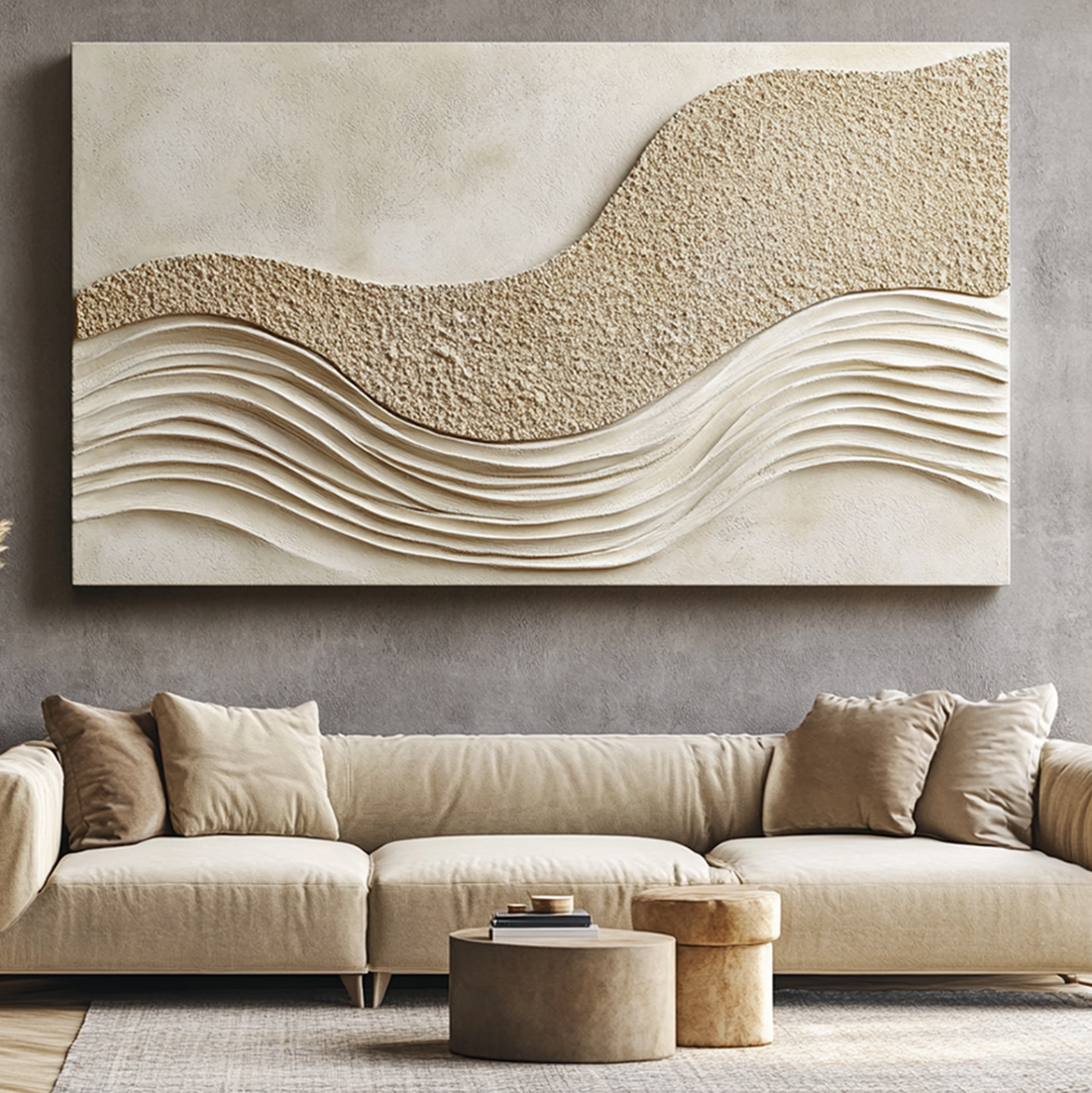 Whisper Dune – Minimalist Textured Sandscape Wall Art 3D Minimalist Sand Texture Wall Art