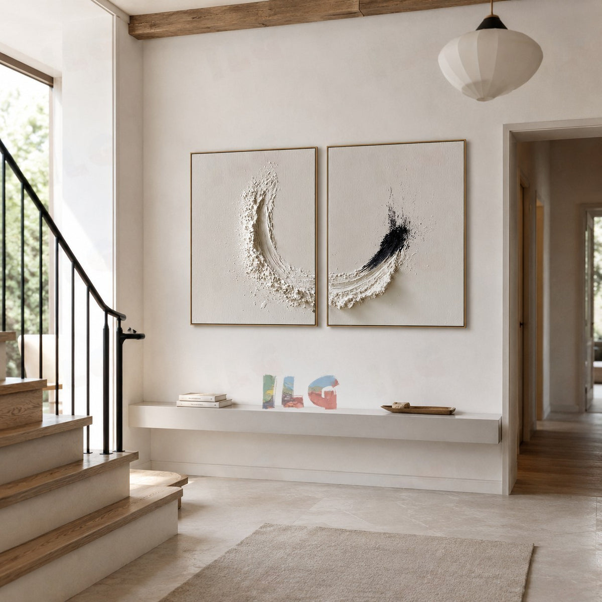 Celestial Rift Diptych – Abstract Textured Wall Art