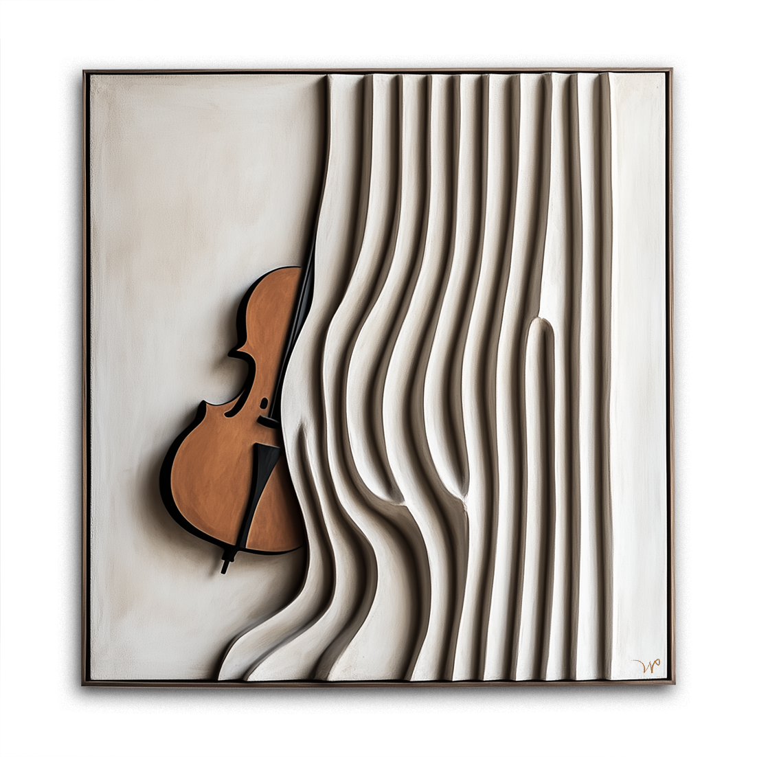 Echo of Strings – Hand-Painted 3D Violin Wall Art, Abstract Oil Painting on Canvas